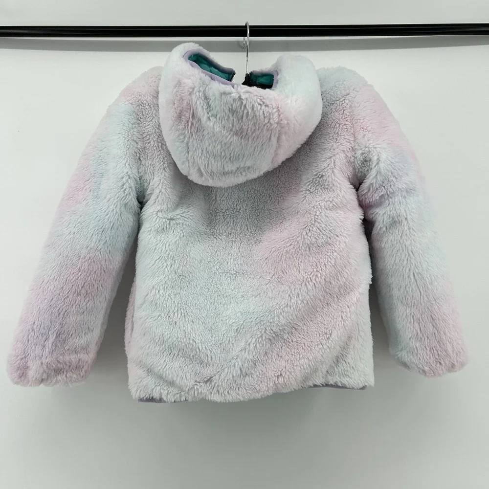 Eddie Bauer‎ Girls Reversible Jacket XS 5/6 Teal Sherpa Hooded Coat